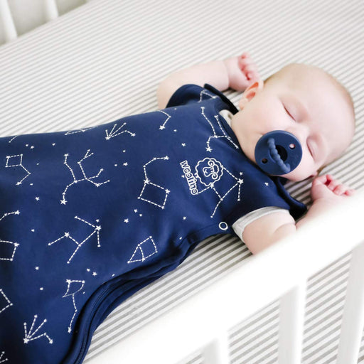 4 Season Ultimate Baby Sleeping Bag - Merino Wool and Organic Cotton - Universal Size Adjustable Sleep Sack for Baby - Two-Way Zipper Sleeping Bag (2-24 Months) - Night Sky