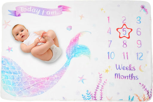 Baby Monthly Milestone Blanket, Organic Cotton 100% Pure Cotton Soft for Boy&Girl&Neutral, Photography Decor in Kindergarten Children Room (47"*47")