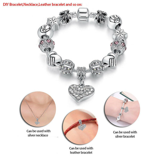 Shanti Silver Crystal Charm Bracelet