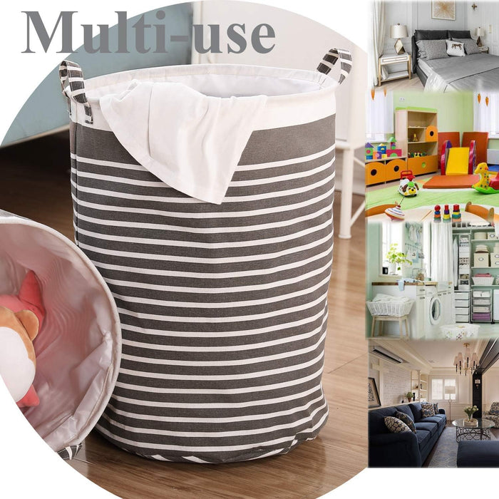 Waterproof Fabric Laundry Hamper Collapsible, 22 Inch Tall Grey Thickened Canvas Dirty Clothes Hampers for Bedroom, Kids Room Storage