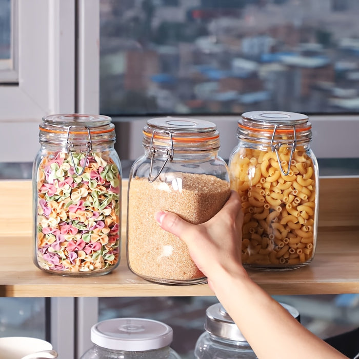 4-Pack 50oz Glass Mason Jars with Airtight Latch Lock Lids
