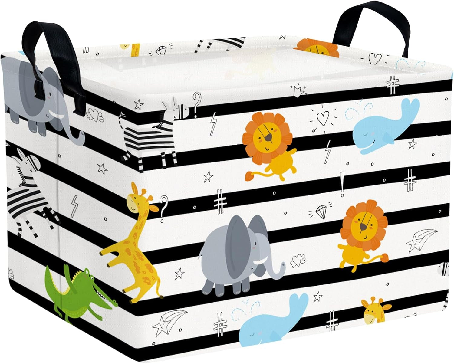 Kid Cute Nursery Storage Basket Baby Toy Clothes Storage Bin Playroom Bedroom Decor Basket(Animal Jungle)