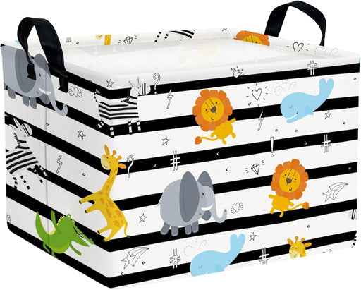 Kid Cute Nursery Storage Basket Baby Toy Clothes Storage Bin Playroom Bedroom Decor Basket(Animal Jungle)
