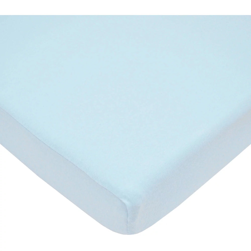 100% Natural Cotton Fitted Crib Sheet 52" X 28" - Soft, Breathable, Hypoallergenic & Gentle Toddler Bed Sheet, Blue, Neutral for Boys & Girls