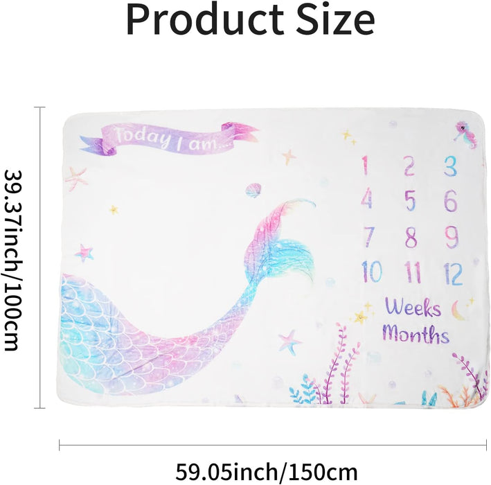 Baby Monthly Milestone Blanket, Organic Cotton 100% Pure Cotton Soft for Boy&Girl&Neutral, Photography Decor in Kindergarten Children Room (47"*47")