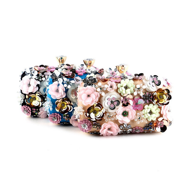 Flower Evening Bag Ladies European and American Banquet Clutch Evening Small Bag