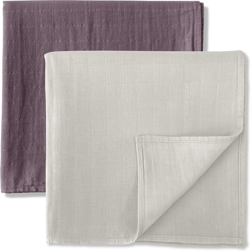 Organic Muslin Swaddle Blankets - 100% Cotton for Girl and Boy - Receiving Blanket - 2 Pack of Baby Swaddle Blankets for Gender Neutral Nursery (Mauve and Beige)