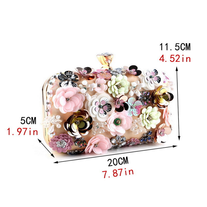 Flower Evening Bag Ladies European and American Banquet Clutch Evening Small Bag