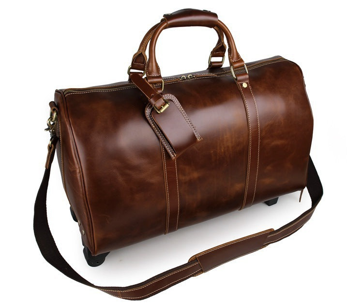 Genuine Cowhide Leather Trolley Bag