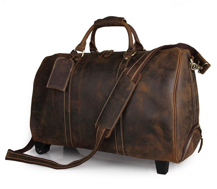 Genuine Cowhide Leather Trolley Bag