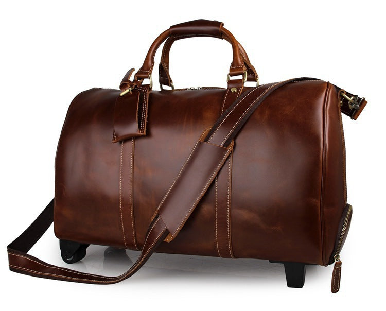 Genuine Cowhide Leather Trolley Bag