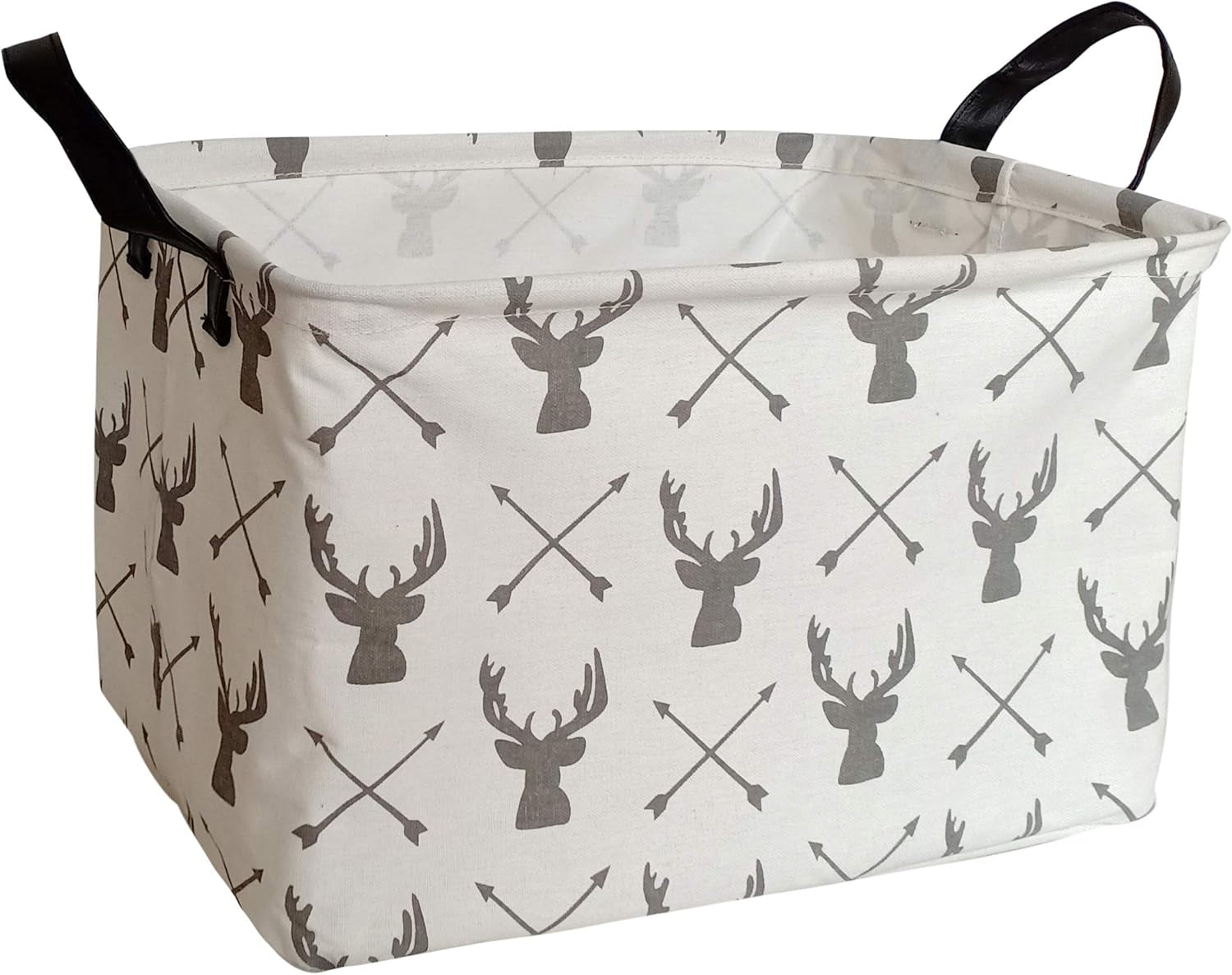 Rectangular Storage Bin Shelf Basket Canvas Fabric Toy Box,Waterproof Coating Nursery Hamper with Handles,Gift Basket for Home,Office,Clothes,Books(Deer)
