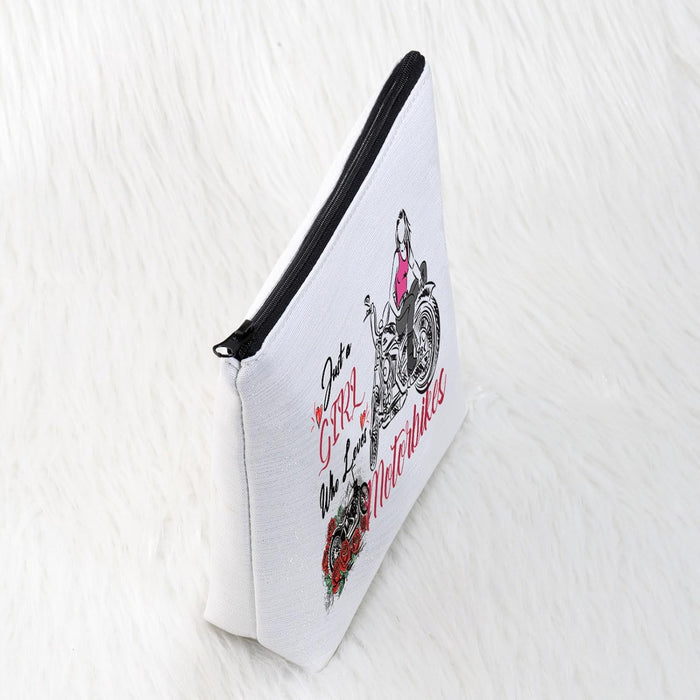 Motorcycle Girl Gifts Just a Girl Who Loves Motorbikes Makeup Cosmetic Bag Motorbike Lover Gifts Motorcycle Rider Gifts (Motorbikes Girl Gifts)