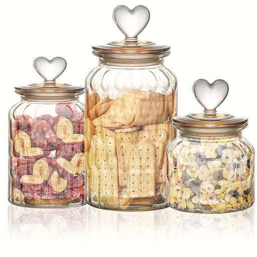 3-Piece Glass Storage Jars Set (650-1400ml)