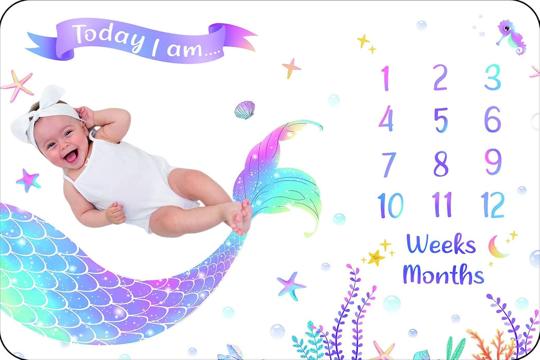 Baby Monthly Milestone Blanket, Organic Cotton 100% Pure Cotton Soft for Boy&Girl&Neutral, Photography Decor in Kindergarten Children Room (47"*47")
