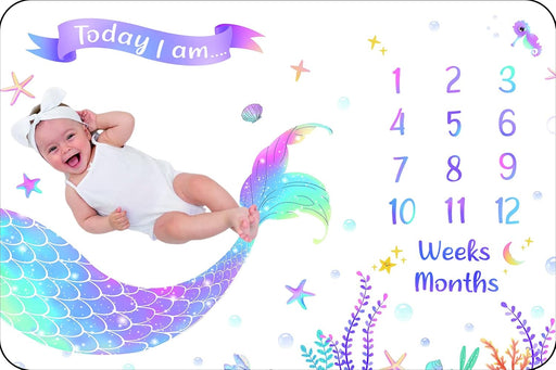 Baby Monthly Milestone Blanket, Organic Cotton 100% Pure Cotton Soft for Boy&Girl&Neutral, Photography Decor in Kindergarten Children Room (47"*47")
