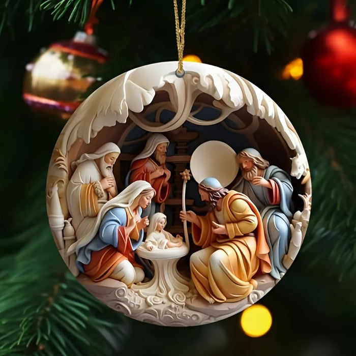 12pcs Handcrafted Wooden Nativity Scene Ornaments.