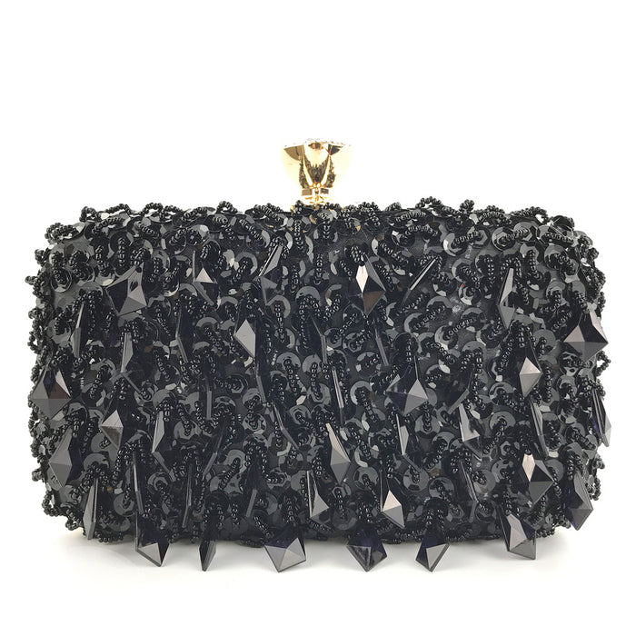 Hand-Held Evening Bag Handmade Double-Sided Bead Embroidery Bag Sequin Bag Ladies Evening Bag