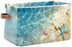 Storage Basket Tropical Sea Beach Starfish Seashell Storage Cube Box Durable Canvas Collapsible Toy Basket Organizer Bin with Handles for Shelf Closet Bedroom Home Office