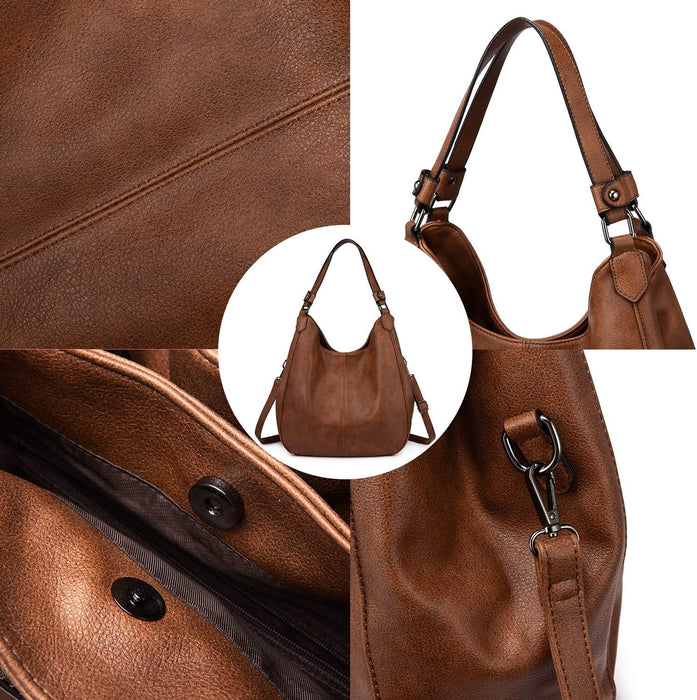 Hobo Bags for Women Faux Leather Shoulder Bag Large Crossbody Bags with 2 Compartments