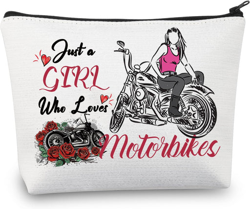 Motorcycle Girl Gifts Just a Girl Who Loves Motorbikes Makeup Cosmetic Bag Motorbike Lover Gifts Motorcycle Rider Gifts (Motorbikes Girl Gifts)