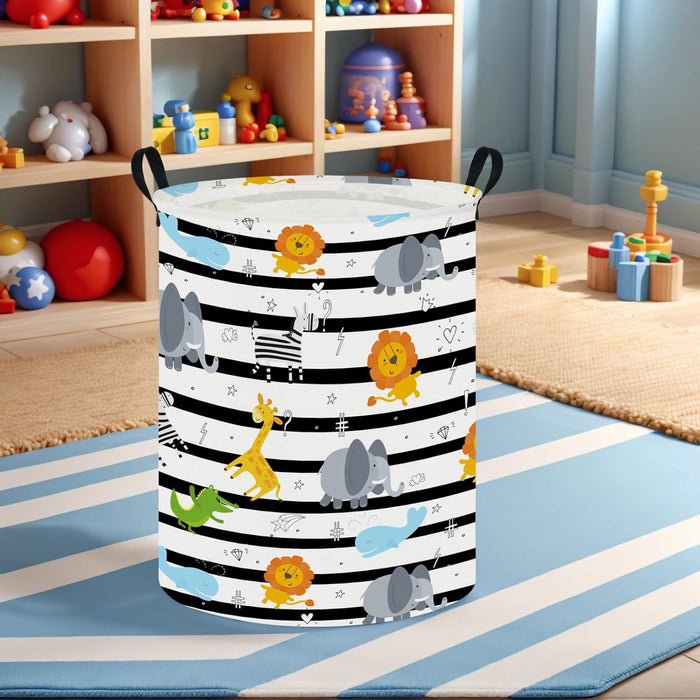 Baby Laundry Hamper & Kids Basket - Cute Waterproof Storage Bin, Kid-Friendly Clothes Organizer, Toys Box, and Playful Room Decor (Animal Jungle)
