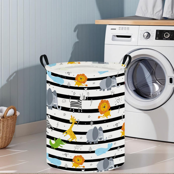 Baby Laundry Hamper & Kids Basket - Cute Waterproof Storage Bin, Kid-Friendly Clothes Organizer, Toys Box, and Playful Room Decor (Animal Jungle)