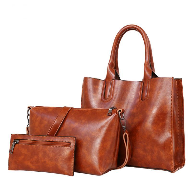 3 Pcs/Set Oil Wax Shanti Leather  Bag