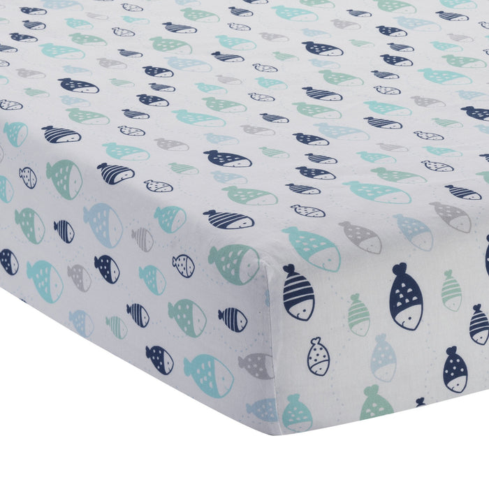 Oceania 6-Piece Crib Bedding Set - Blue, Gray, White, Aquatic