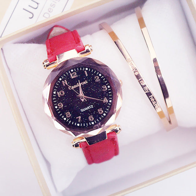 Starry Sky Women Watches  Leather Ladies Bracelet Watch