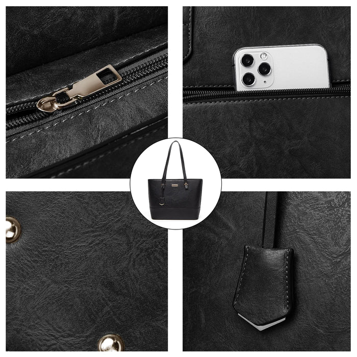 by  Women'S PU Leather Alligator Grain Fashion Handbag, Black