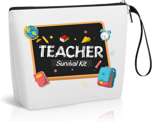 Makeup Bag, Teacher Gifts for Women, Teacher Appreciation Gifts Cosmetic Bag with Zipper, Large Capacity Canvas Travel Make up Bag Makeup Bag Birthday