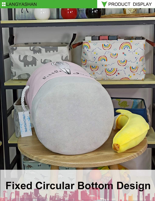 Laundry Basket Canvas Collapsible Organizer Storage Basket for Boys Girls Laundry Hamper Toy Bins Gift Baskets Bedroom Clothes Children Nursery (Little Girl)