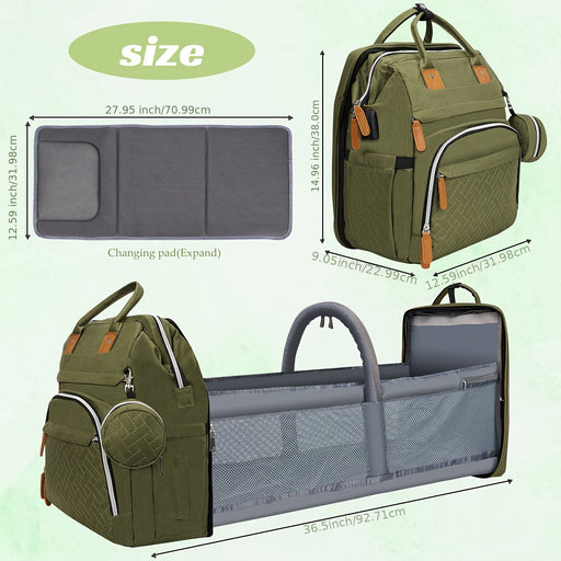 Diaper Bag Backpack With Changing Station - Baby Diaper Bags - Multifunctional Diaper Backpack, Pacifier Case, Large Capacity, Green - For New Parents - Suitable for Everyday Use & Travel - Perfect Gift for Baby Shower, Hallo