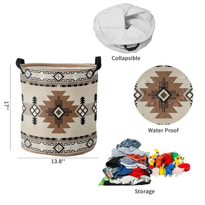 Boho Western Large Laundry Basket Collapsible Bag with Easy Carry Handles