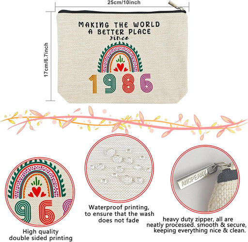 39Th Birthday Gifts for Women Her, 39Th Birthday Decorations Makeup Bags, 1986 Anniversary 39 Year Old Gift Ideas for Mom, Wife, Sister, Best Friends, Mothers Day, Small Cosmetic Travel Pouch