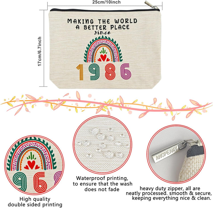 39Th Birthday Gifts for Women Her, 39Th Birthday Decorations Makeup Bags, 1986 Anniversary 39 Year Old Gift Ideas for Mom, Wife, Sister, Best Friends, Mothers Day, Small Cosmetic Travel Pouch