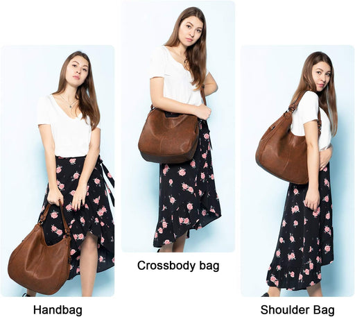 Hobo Bags for Women Faux Leather Shoulder Bag Large Crossbody Bags with 2 Compartments
