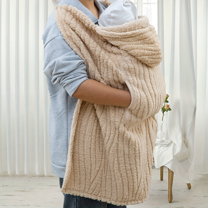 Soft Baby Blanket with Khaki Stripes