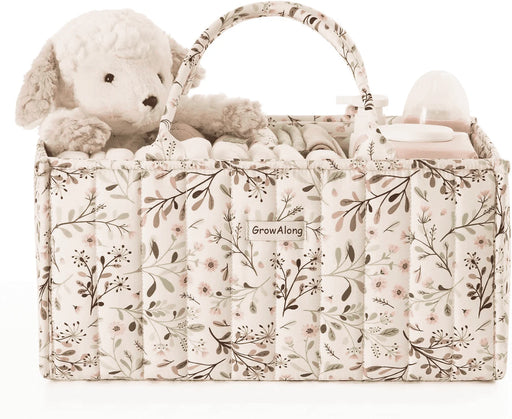 Floral Diaper Caddy Organizer, Cotton Baby Basket, Gift for Baby Shower, Newborn Essentials, Pastoral Daisy