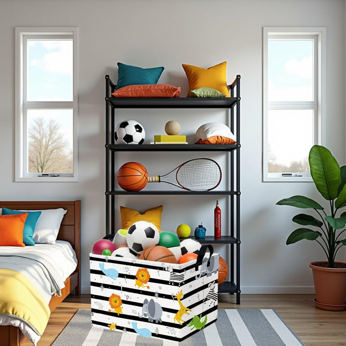 Kid Cute Nursery Storage Basket Baby Toy Clothes Storage Bin Playroom Bedroom Decor Basket(Animal Jungle)