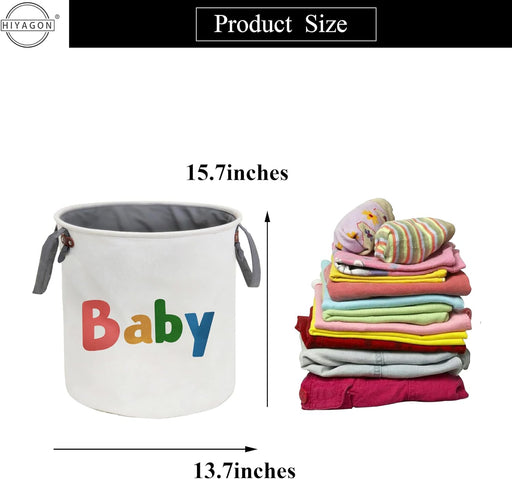 Laundry Baskets,Cotton Fabric Laundry Hamper,Collapsible Storage Baskets Home Organizer Bin for Baby Nursery,Toys(Baby Hamper)