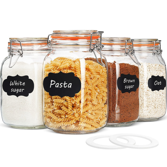 4-Pack 50oz Glass Mason Jars with Airtight Latch Lock Lids