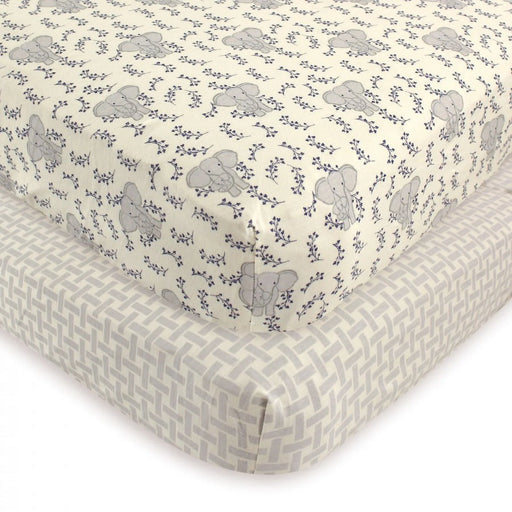 Baby Boy Organic Cotton Crib Sheet, Blue Elephant, One Size