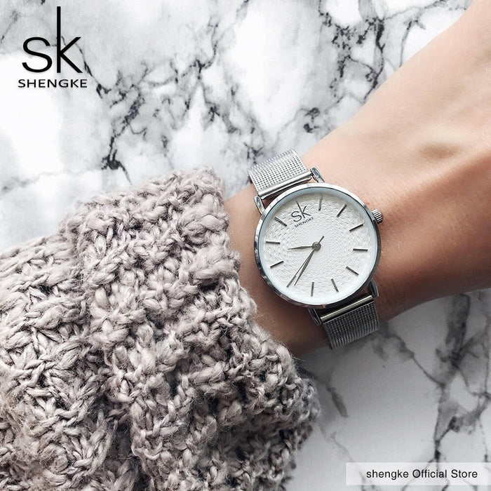 Super Slim Sliver Mesh Stainless Steel Luxury Wrist Watch