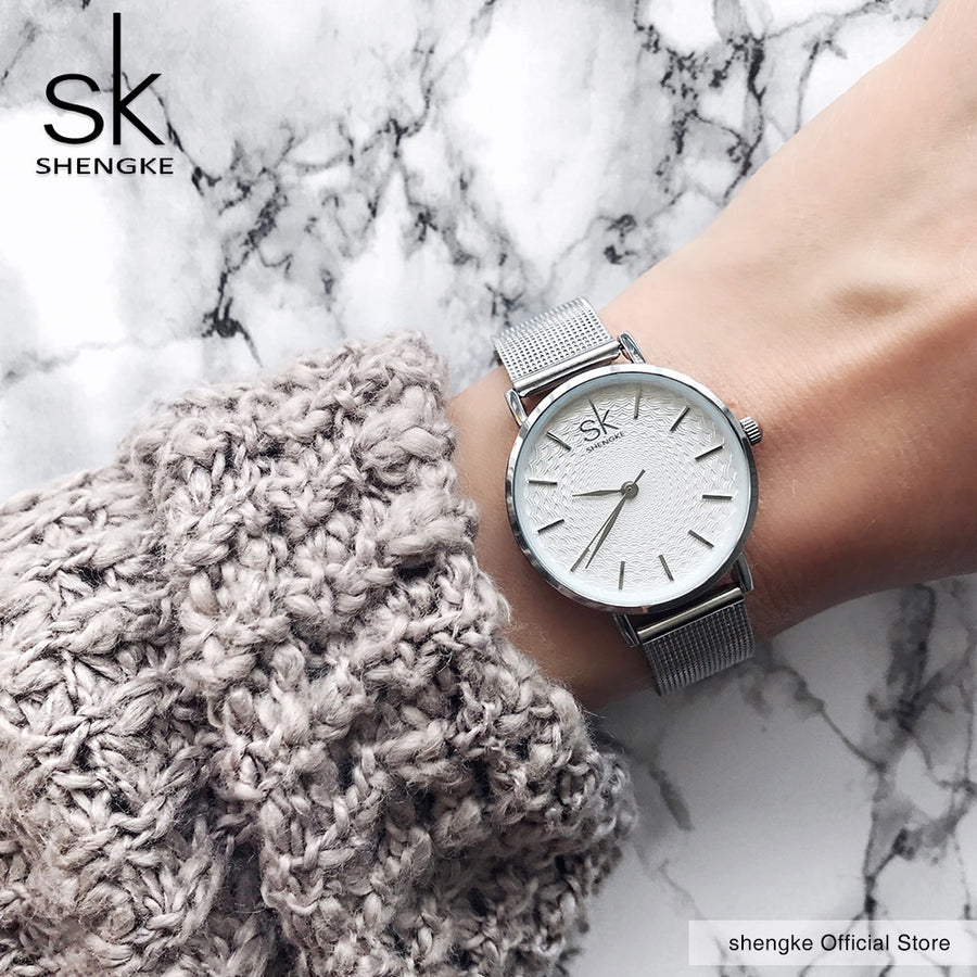 Super Slim Sliver Mesh Stainless Steel Luxury Wrist Watch