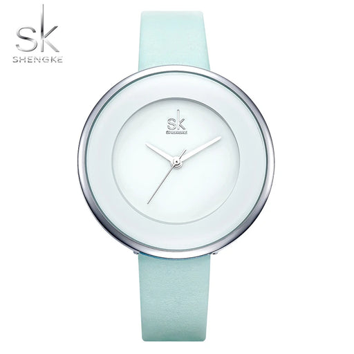 New Skyblue Leather Strap Buckle Watch 38 MM Big Top Brand Simple Dial  Luxury Ladies Watch