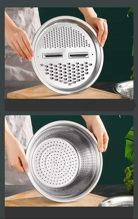 3-Piece Stainless Steel Vegetable Chopper Set with Storage Container