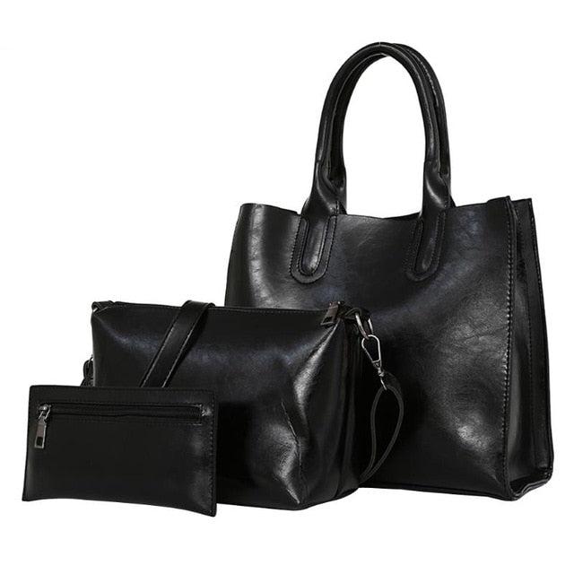 3 Pcs/Set Oil Wax Shanti Leather  Bag
