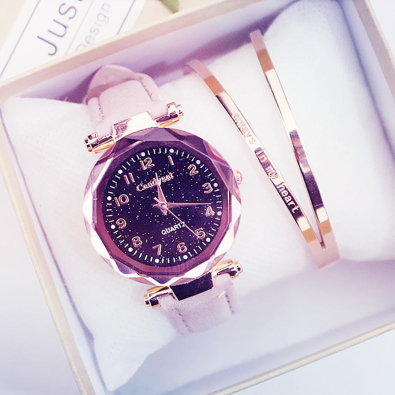 Starry Sky Women Watches  Leather Ladies Bracelet Watch